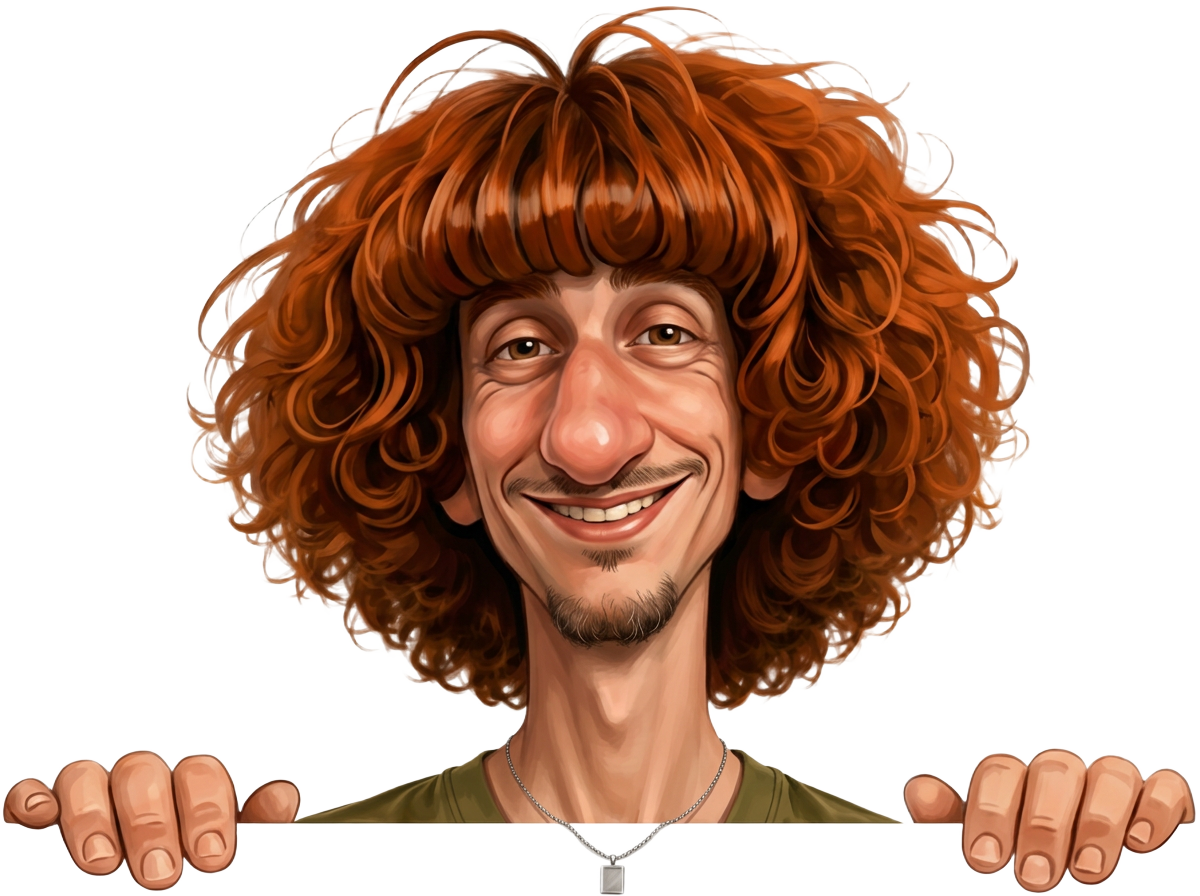 Personagem segurando a borda superior da placa